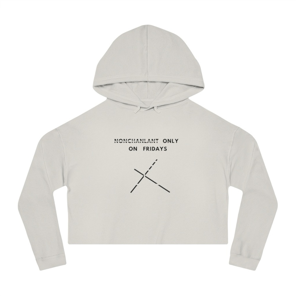 NONchalant Cream Cropped Sweater with Hood